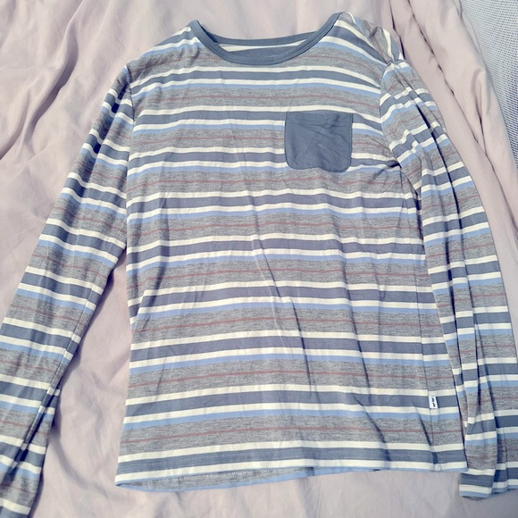 Little Sleepies Bamboo Vintage Teal Stripe Pocket Tee size 8 - Picture 1 of 1